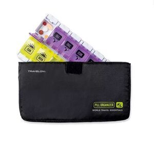 Travelon World Travel Essentials 7-Day AM/PM Push Button Pill Case, travel bag